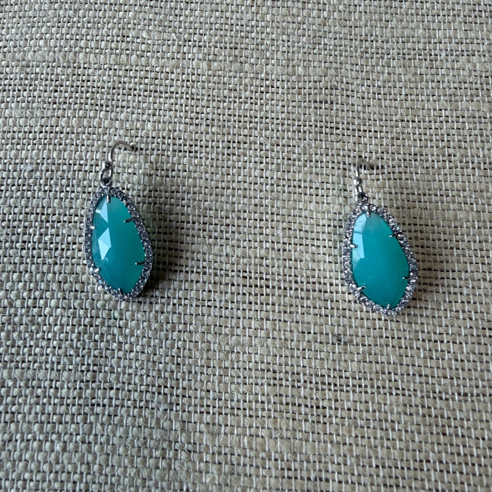 Elegant Teardrop Earrings with Aqua Faceted Stones Sterling Silver